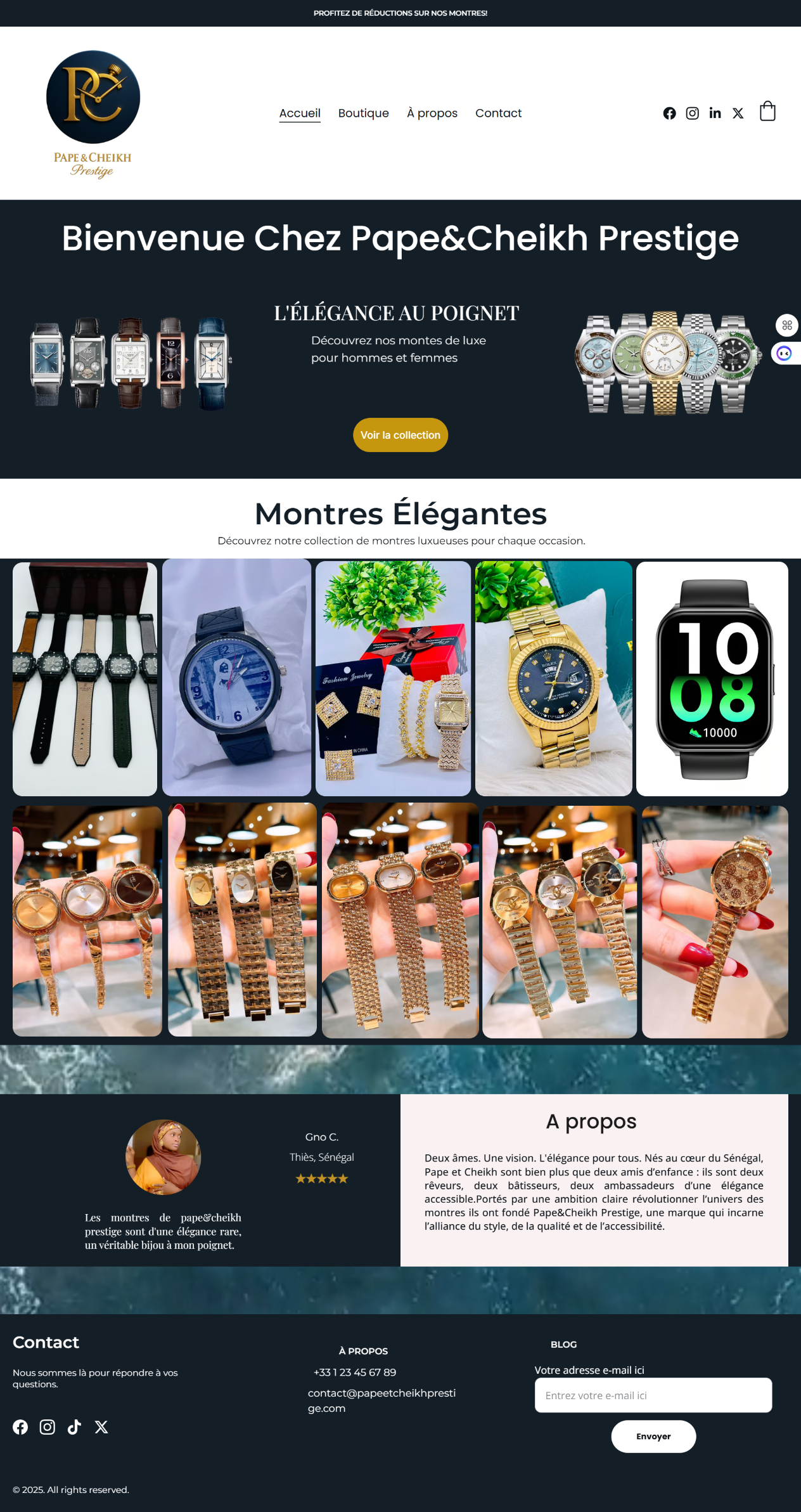 Capture du site Pape & Cheikh Prestige